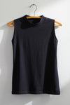 womens organic cotton sleeveless mock neck tee - black - fair indigo fair trade ethically made