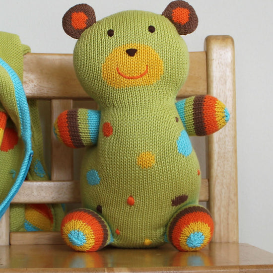 huggy the bear organic cotton stuffed animal - ethically made - fair trade - fair indigo - joobles
