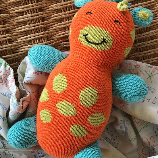 jiffy the giraffe organic cotton stuffed animal - ethically made - fair trade - fair indigo - joobles