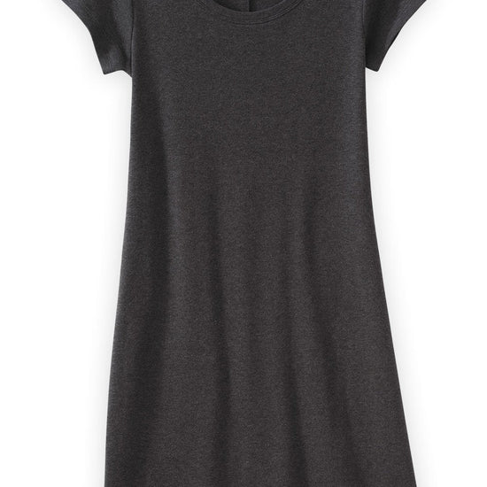 womens 100% organic cotton t-shirt dress - dark charcoal heather grey - fair indigo fair trade ethically made