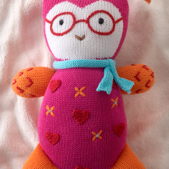 jody the owl organic cotton stuffed animal - ethically made - fair trade - fair indigo - joobles