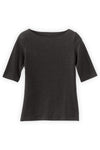 womens organic boat neck tee- dark charcoal heather grey - fair trade ethically made