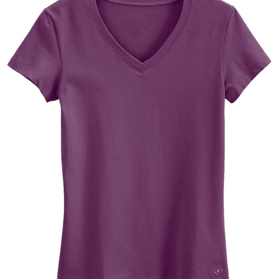 womens organic pima cotton v-neck tee - plum purple - fair indigo fair trade ethically made
