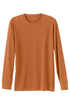 mens organic all cotton long sleeve crew neck t shirt- tomato cream orange - fair trade ethically made