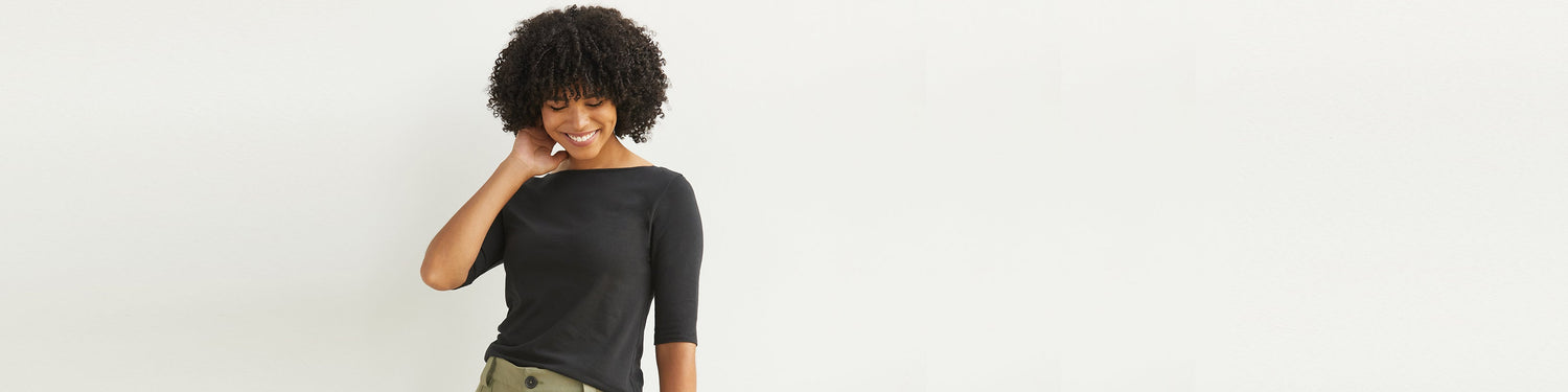 womens organic pima cotton elbow sleeve tops half sleeve tees