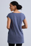 womens 100% organic cotton short sleeve tunic with pockets - slate blue  - fair indigo - ethically made fair trade